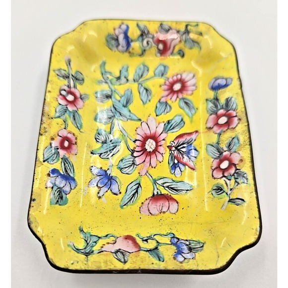 2 Antique Chinese Export Enamel Copper Pin Plates. 19th c. Canton Famille Rose - Picture 11 of 14